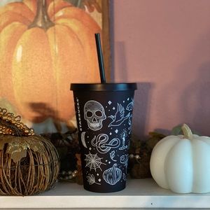 Starbucks Halloween 2019 Plum Skull Halloween Tattoo Tumbler